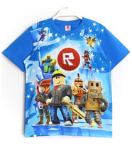 3D Roblox Oyun Baskılı Kısa Kollu Çocuk T-Shirt Mavi