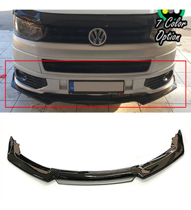 VW Transporter Gri Renkli Şeritli Dilli Ön Lip 4 Prç Parlak Siyah ABS 2008 - 2020