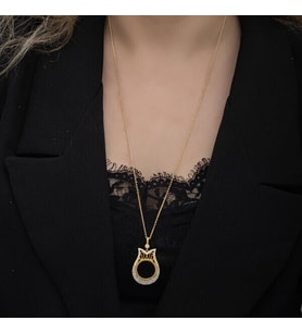 Gold Çeyrek Altın TakılabilenZirkon Taşlı 925 Ayar Gümüş Kadın Kolye
