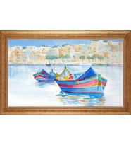 Çerçeveli Paspartulu Manzara Tablo bm1086 (Gold)