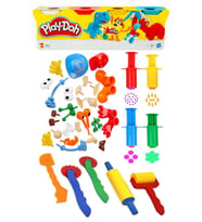 Oyun Hamuru 4 Renk Play-Doh Oyuncak Merdane Silindir Kesici Şekiller Kalıp Enjektör Seti 1 Paket Okul Öncesi Kreş Anasınıfı Etkinlik  (Çok Renkli)