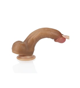 Çift Katmanlı 20 cm Özel Et Doku Strapon Kemerli Melez Penis
