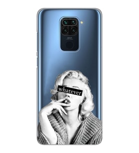 Xiaomi Redmi Note 9 Uyumlu Marilyn Monroe Desenli Şeffaf Telefon Kılıfı