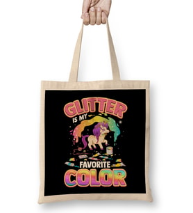 Cute Glitter Is My Favorite Color Unicorn Rainbow Bez Çanta Uzun Saplı
