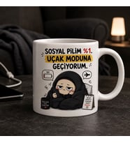 Sosyal Pilim Yüzde 1 Uçak Moduna Geçiyorum Komik Baskılı Seramik Kupa