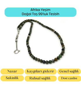 Sertifikalı Afrika Yeşim 6mm 99luk Doğal Taş Tesbih