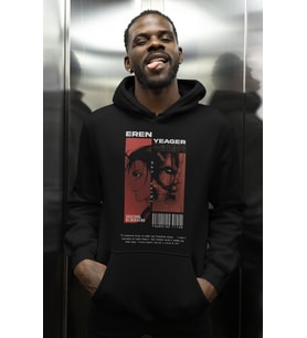 Eren Yeager Attack On Titan Baskılı Unisex Oversize Anime Karakter Hoodie