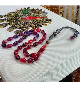 ATEŞ SIKMA KEHRIBAR TESBIH ÖZEL PÜSKÜL 1000 AYAR KAZAZ GÜMÜŞ TASARIMLI YENI MODEL YAZILI KUTULU GARANTILI
