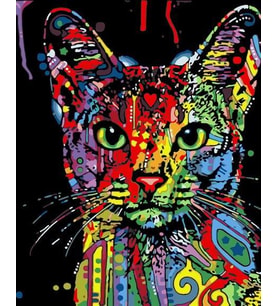Kedi Sayılarla Boyama Seti 40x 50 cm ( Tuvale Gerili)