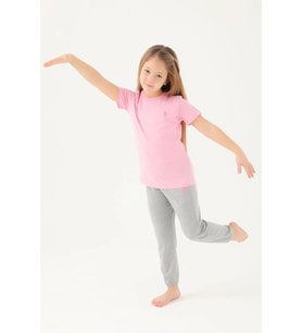 U.S. Polo Assn. 1449 Kız Çocuk Light Cute Pembe Kısa Kol Pijama Takım