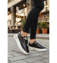Enoch Gold Detaylı Kabartma Dokulu ve Işıltılı Amblem Aksesuarlı Kadın Sneaker