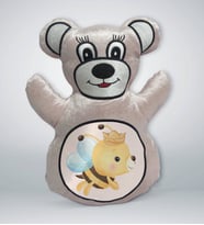 BK Gift Sevimli Arı Tasarımlı Krem Ayıcık Yastık-1