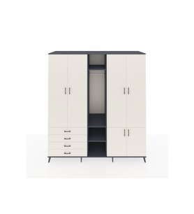 Kronos Dolap 14 Raflı 4 Çekmeceli Tek Askılı 220x59x243 Antrasit-Aytaşı/Aytaşı