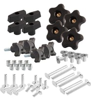 Powertec 71173 Düzenek Ve Sabitleme T-Track Donanım Kiti, Düğmeli Ve 1/4-20 Dişli, 46 Parçalı Set
