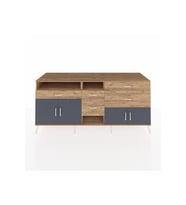 Kronos Konsol 4 Raflı 5 Çekmeceli 4 Kapaklı 220x59x99 Çam-Antrasit/Çam