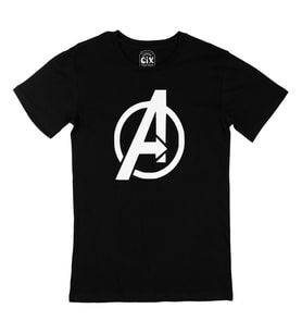 Beyaz Avengers Logolu Siyah Tişört