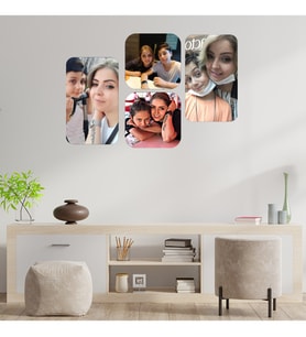 Anneler Gününe Özel Oval 4 Fotoğraflı Ahşap Tablo