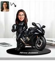 Kişiye Özel Motorcu Kadın Tasarımlı Karikatür Biblo-1