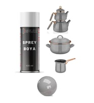 Gri Tencere Tava Cezve Isıya Dayanıklı 500° Emaye Sprey Boyası 400 Ml.