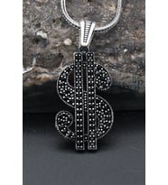 Dolar Desenli 925 Ayar Gümüş Kolye Zincir