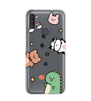 Samsung Galaxy M21 Uyumlu Sevimli Hayvanlar Desenli Şeffaf Telefon Kılıfı