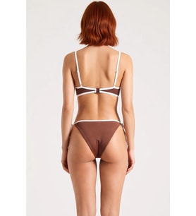 Kadın Bikini Takımı Straplez Balensiz Normal Bel Brazilian Renk Bloklu Örme Kaplı Kolsuz Şık