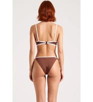 Kadın Bikini Takımı Straplez Balensiz Normal Bel Brazilian Renk Bloklu Örme Kaplı Kolsuz Şık