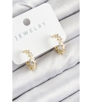 Pirinç Zirkon Taşlı Yıldız Model Gold Renk Kadın Küpe - Tj-Bkp11066