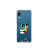 Samsung Galaxy A02 ile Uyumlu Splash Tembel Hayvan Tasarımlı Şeffaf Silikon Kılıf