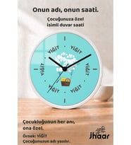 İsme Özel Bulut Balonlu Sepet Çocuk Odası Duvar Saati Orta Boy 30 cm Beyaz Camlı Sessiz