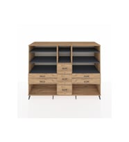 Kronos Dolap 8 Raflı 7 Çekmeceli  220x59x163 Çam-Antrasit/Çam