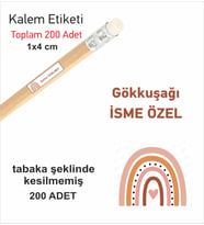 Öğrenci Etiketi Isimli Gökkuşağı Okul Kalem Etiketi Kalem Sticker 4*1 cm 290 Adet