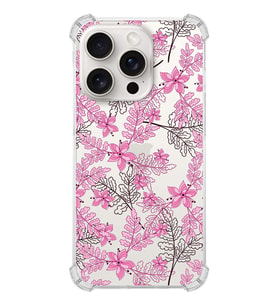PrintiFy Apple iPhone 15 Pro Max (Kamera Açık) Uyumlu Köşe Korumalı Floral Pembe Kılıf