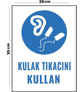 Metal Kulak Tıkacını Kullan 20cm x 30cm A4 Büyüklüğünde Uyarı Levhası Yönlendirme Tabelası