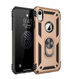 Durukar® iPhone XR Kılıf Sofya Yüzüklü Silikon Kapak - Gold