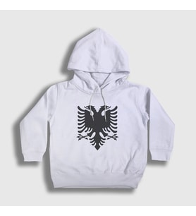 Presmono Unisex Çocuk Beyaz Albania Arnavutluk Bayrağı Kapüşonlu Sweatshirt 494919tt (Beyaz)