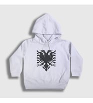 Presmono Unisex Çocuk Beyaz Albania Arnavutluk Bayrağı Kapüşonlu Sweatshirt 494919tt (Beyaz)