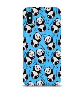 Apple iPhone XS Uyumlu Lansman Kılıf Panda Tasarımlı İçi Kadife Kapak-Mavi (Şeffaf)