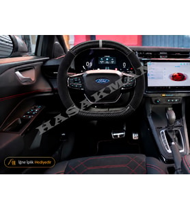 Ford Tourneo Courier Dikme Direksiyon Kılıfı Alcantara Süet Mat Karbon Gri Yüzük ve Dikiş Yeni Trend-Deluxe-Titanium-Active 2023-2026