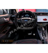 Ford Tourneo Courier Dikme Direksiyon Kılıfı Alcantara Süet Mat Karbon Gri Yüzük ve Dikiş Yeni Trend-Deluxe-Titanium-Active 2023-2026