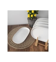 6'lı 25x15 Cm Oval Sunum Tabağı (Beyaz)