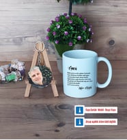 Amcaya Hediye Kupa Bardak Beyaz ve Fotoğraflı Ahşap Anahtarlık Hediye (Model 1)