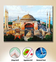HONDEP Ayasofya Elmas Boyama Seti 40x50 cm – İstanbul Temalı Dekoratif Diamond Painting Tablo, Çıtaya Gerili