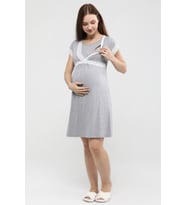 Luvmabelly MYRA9686 Önden Bölmeli Dantelli Hamile Geceliği -Gri