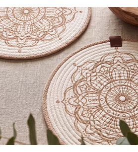 Mandala Pamuklu Hasır Supla 32x32 cm