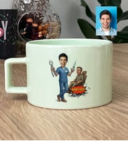 Kişiye Özel Karikatürlü Erkek Diş Hekimi Lüks Pastel Fincan Tıp Bayramı Hediyesi