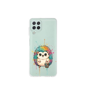 Samsung Galaxy M32 ile Uyumlu Splash Kirpi Tasarımlı Şeffaf Silikon Kılıf