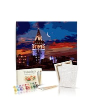 Sayılarla Boyama Seti 40 x 50 cm Tuval Şasesine Gerili Galata Kulesi