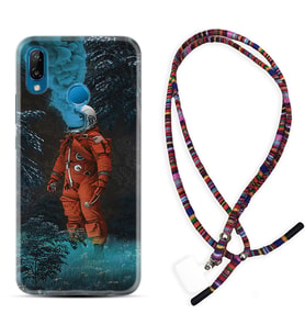 Huawei P20 Lite Mate 10 20 Lite Pro P40 Lite KılıfBoyun Asklı Rasta Silikon Astronot Smoke 1769