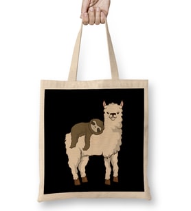 Sloth Riding Llama Adorable Fluffy Lama & Sloth Bez Çanta Uzun Saplı